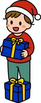 ネイビーのプレゼントを貰う男子です。 プレゼント,シンプル,ギフト,喜ぶ,受け取り,サプライズ,笑顔,贈り物,手渡し,お祝いのイラスト素材