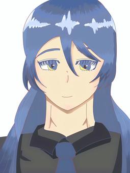 青髪長髪男子 長髪,青髪,イケメン,男子,正面のイラスト素材