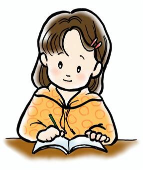 勉強中 勉強中 小学生,中学生,女子のイラスト素材