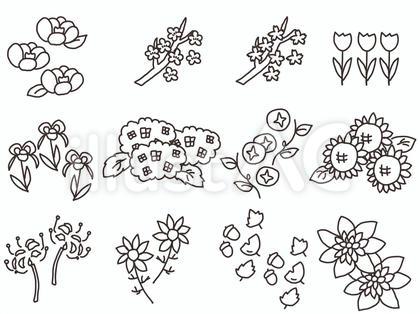 季節の花セット(白黒)