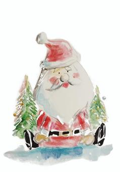 サンタクロース サンタクロース,クリスマス,１２月,冬,プレゼント,ポストカード,メリークリスマス,絵手紙,水彩画のイラスト素材