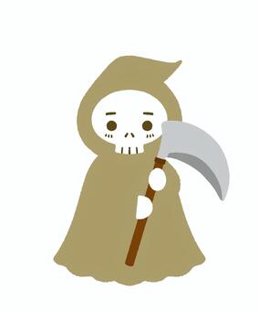 可愛い鎌を持った死神 死神,かわいい,骸骨,鎌,アイコン,ハロウィン,イベント,イラスト,ホラー,キャラクターのイラスト素材