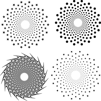 Illustration, a spiral, dot, star, 
