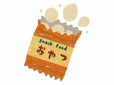 スナック菓子 スナック,菓子,お菓子,おやつ,包装,食べ物,開封,中身,飛び出す,商品のイラスト素材