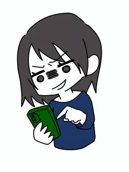 悪い書き込みをする女の子 デフォルメ,シンプル,透過,書き込み,sns,悪口,悪い顔,誹謗中傷のイラスト素材