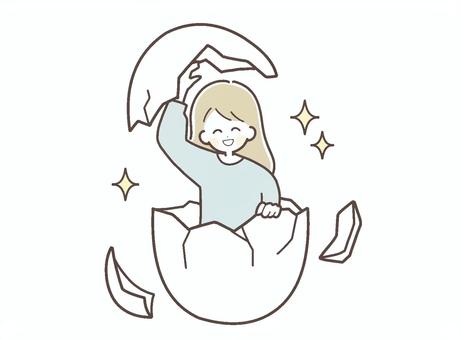 引きこもりから回復した笑顔の若い女性 引きこもり,ひきこもり,回復,抜け出す,大人,若い,女性,若者,主婦,笑顔のイラスト素材