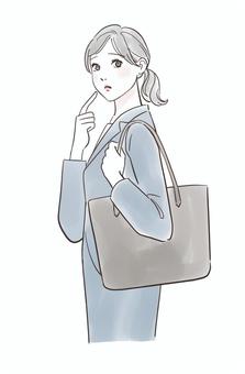 困り顔のスーツを着た女性 女性,就職活動,転職,求職,仕事,営業,スーツ,リクルート,若い,大学生のイラスト素材