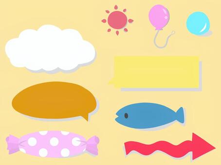 3D balloon & material set, JPG and PNG 3D balloon & material set, speech balloon, material, set, JPG and PNG