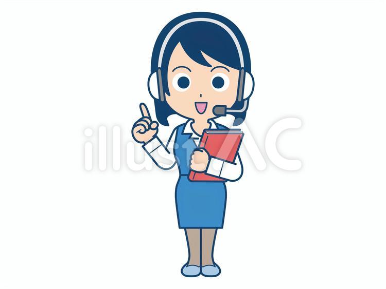 指差しするオペレーターの女性　ファイル 女性,オペレーター,指差しのイラスト素材