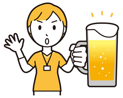  訪問看護師女性(黄)-405-バスト ビール,注意,訪問看護師,看護師,女性,医療,病院,介護,ナース,在宅看護のイラスト素材