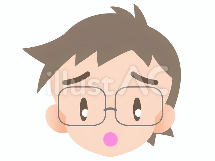  眼鏡の男性-困る20180826 男性,顔,困るのイラスト素材