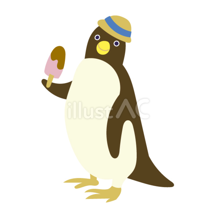 暑中見舞い・残暑見舞い（アイスを持ったペンギン） 暑中お見舞い,残暑お見舞い,ペンギンのイラスト素材