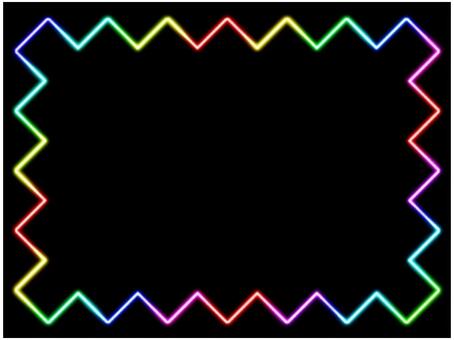 ギザギザフレ−ム　ネオン　虹色 ギザギザ,フレ−ム,ポストカード,メッセージカード,飾り枠,あしらい,ネオン,グラデーション,虹色,レインボーのイラスト素材