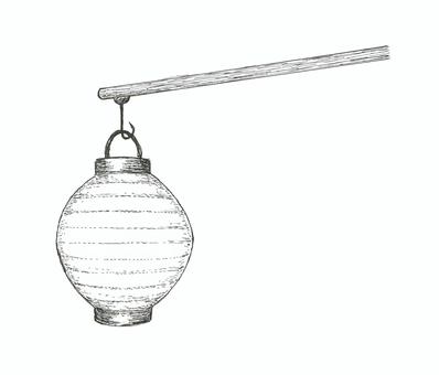 手持ち提灯の手描きイラスト 提灯,棒,日本,照明,昔,手描き,リアル,モノクロ,挿絵,白バックのイラスト素材