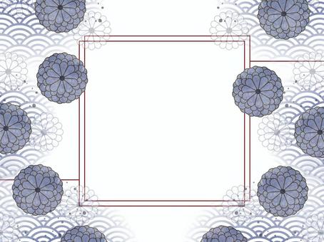 Japanese style blue frame-3, , JPG, PNG and AI