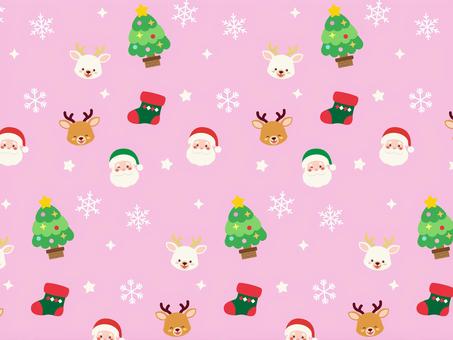 サンタとトナカイの背景/ピンク サンタとトナカイの背景/ピンク サンタ,ツリー,背景,ラッピングペーパー,カード,柄,包装,壁紙,web素材,背景素材のイラスト素材