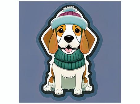 Beagle and woolen hat 10, , JPG and PNG