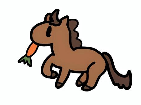 馬 馬,手描き,にんじん,干支,午年のイラスト素材