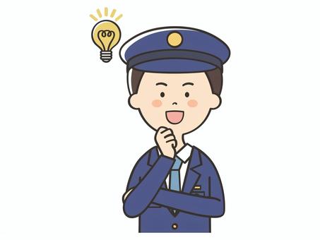 アイデアを思いつく男性警察官 ひらめく,警察官,ひらめき,アイデア,思いつく,解決,理解,納得,わかる,警察のイラスト素材