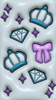 Illustration, crown, blue, ribbon, 