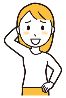  ロングヘア女性(黄)-380-バスト 照れる,女性,女の子,人物,かわいい,恥ずかしい,嬉しい,喜ぶ,表情,感情のイラスト素材