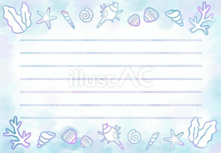 貝がら珊瑚の淡いカラー便箋 便箋,一筆箋,手紙のイラスト素材