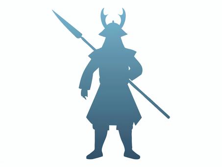 シルエット【侍・武士】3 シルエット,かげ,影絵,人,侍,武士,昔,武器,槍,かっこいいのイラスト素材