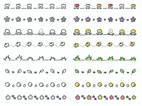 春のいろいろライン ライン,罫線,飾り罫,花型罫,手描き,セット,装飾,アクセント,春,花のイラスト素材
