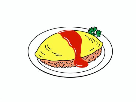 オムライスのシンプルイラスト