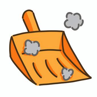 黄色のちり取りと埃 ちり取り,道具,掃除のイラスト素材