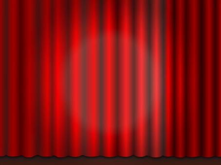 レッドカーテンの舞台の背景　３ レッド,カーテン,緞帳,袖幕,引き幕,オペラカーテン,幕,ビロード,サテン,ステージのイラスト素材