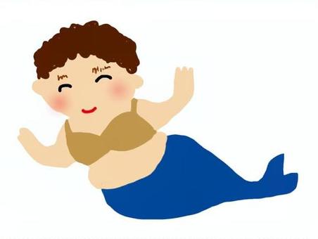 おばちゃん人魚 人魚,マーメイド,おばさん,パーマ,ぽっちゃり,中年のイラスト素材