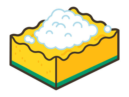 掃除_スポンジ03 スポンジ,ウレタンスポンジ,キッチンスポンジ,泡,洗剤,掃除用具,掃除道具,道具,用具,クリーナーのイラスト素材