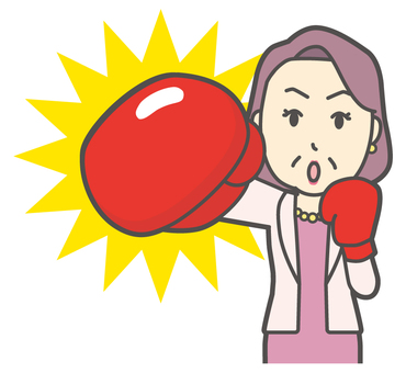  お金持ちマダム-035-バスト おばさん,パンチ,ボクシング,中年,女性,富裕層,マダム,裕福,お金持ち,ミセスのイラスト素材