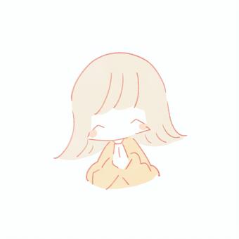 感謝をする女性2 感謝,ありがとう,女,手を合わせる,喜ぶ,嬉しい,シンプル,かわいい,ゆるい,手描きのイラスト素材