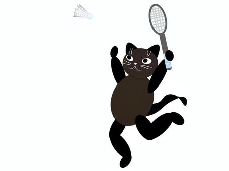 スポーツ猫37 猫,バトミントン,手描き,かわいい,動物のイラスト素材