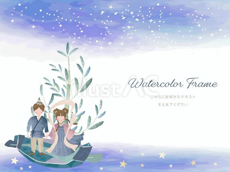 七夕のフレーム 七夕,織姫,彦星のイラスト素材