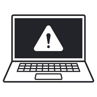 パソコンが故障するシンプルアイコン パソコン,ノートパソコン,ノートpc,pc,アイコン,故障,エラー,不具合,デバイス,壊れたのイラスト素材