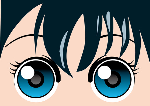 瞳アニメ　 瞳,女子,目,前髪,アニメ,漫画,顔,パーツ,正面,視線のイラスト素材