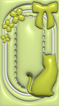 待ち受け 猫 クローバー 待ち受け,立体的,ぷっくり,猫,リボン,緑のイラスト素材