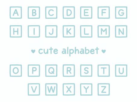 かわいい手描きのアルファベット（四角枠） アルファベット,英語,大文字,四角,枠,四角枠,セット,素材,パーツ,シンプルのイラスト素材