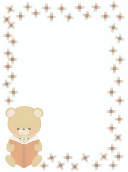 Red book reading bear parent and child frame no line, , JPG and PNG