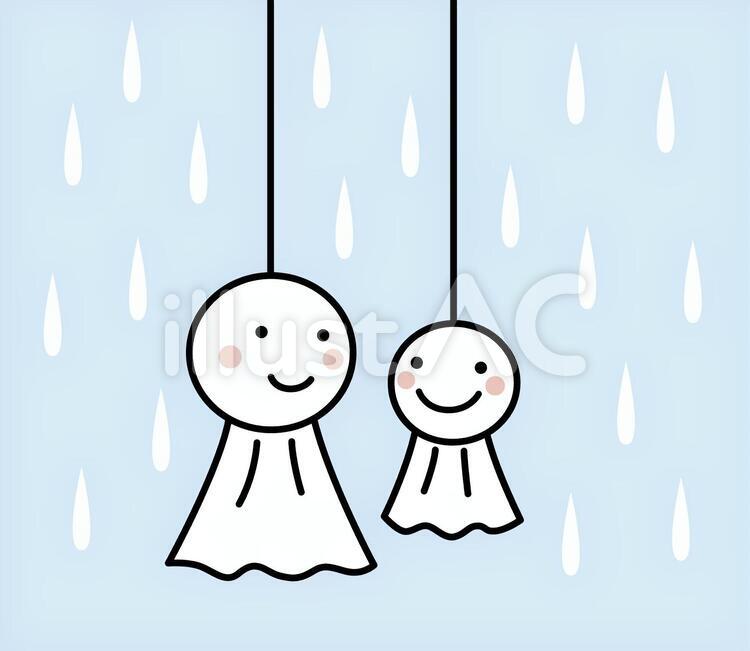 てるてる坊主４ てるてる坊主,梅雨,雨のイラスト素材