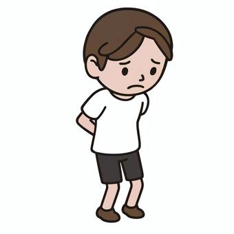 腰痛の男 腰痛の男 腰痛,痛み,怪我,骨折,困惑,困難,スポーツ,男,半袖,運動のイラスト素材