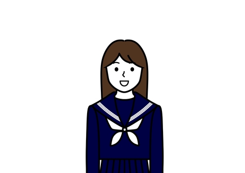 笑顔のロングへアの中学生・高校生の女子 ロングヘア,制服,女子,セーラー服,中学生,高校生,学生,リボン,上半身,長袖のイラスト素材
