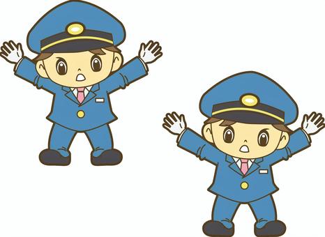 制止する鉄道員 駅員,車掌,運転士,運転手,鉄道員,乗務員,鉄道,新幹線,路面電車,地下鉄のイラスト素材