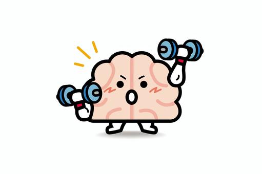 脳みそさん★ダンベルで筋トレ 脳みそ,ダンベル,筋トレ,鍛える,脳,筋肉のイラスト素材
