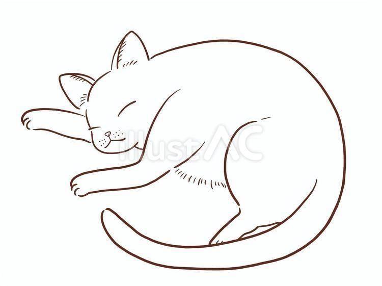 寝ている猫(色なし) 猫,野良猫,寝るのイラスト素材