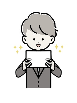 用紙を見て喜ぶ男性社員 紙,資料,男性,見る,人物,嬉しい,喜ぶ,笑顔,報告書,成績のイラスト素材