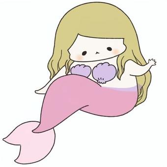 人魚 かわいい,ゆるかわ,ゆるい,妖精,人魚,人魚姫,童話のイラスト素材